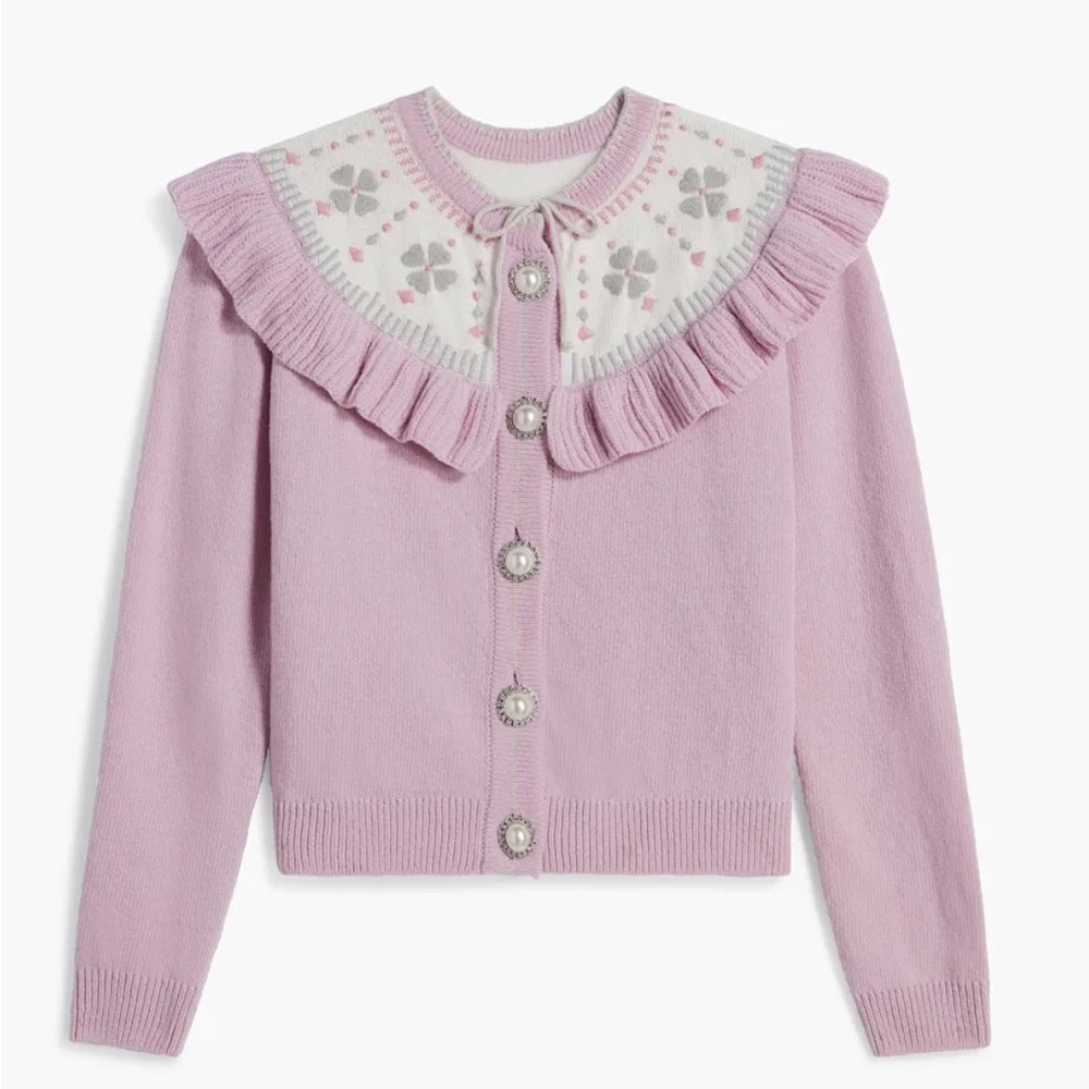 Pink Ruffled Women's Cardigan
